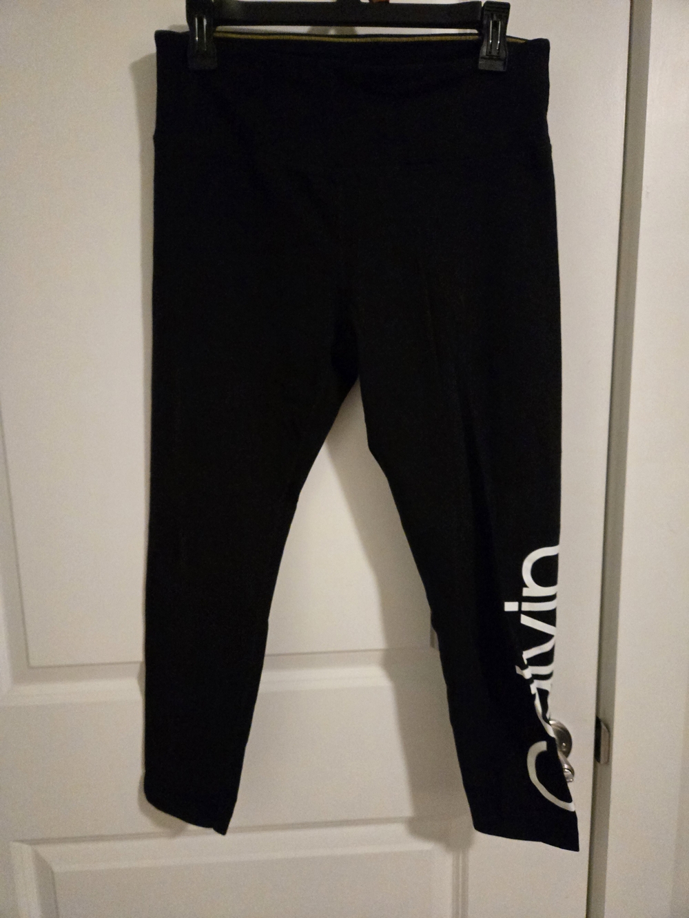 Calvin Klein Black Leggings with White Side Logo Size L